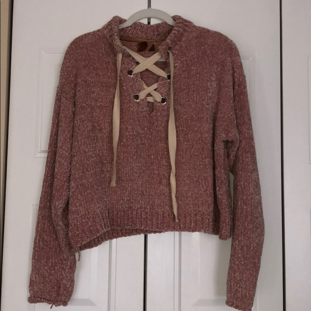 POL pink fuzzy sweater